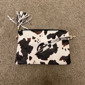 Cow print wristlet
